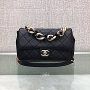 Chanel black big chain flap bag in black lampskin - 1