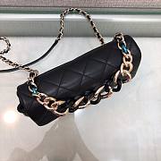 Chanel black big chain flap bag in black lampskin - 3