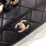 Chanel black big chain flap bag in black lampskin - 6