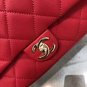 Chanel black big chain flap bag in red lampskin - 3