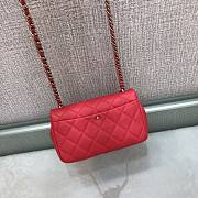 Chanel black big chain flap bag in red lampskin - 5