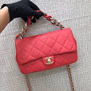 Chanel black big chain flap bag in red lampskin - 6
