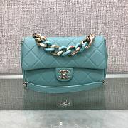 Chanel black big chain flap bag in blue lampskin - 1