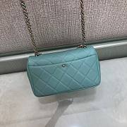 Chanel black big chain flap bag in blue lampskin - 2