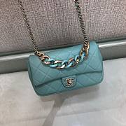 Chanel black big chain flap bag in blue lampskin - 5