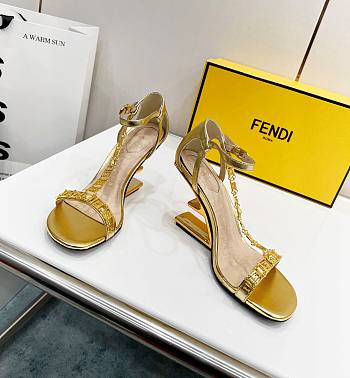 Fendi gold leather heels