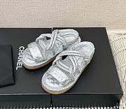 Chanel slippers silver in raffia - 1