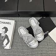 Chanel slippers silver in raffia - 6