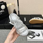 Chanel slippers silver in raffia - 4