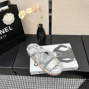 Chanel slippers silver in raffia - 2