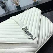 YSL LARGE COLLEGE BAG IN WHITE MATELASSÉ LEATHE SILVER - 4