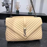 YSL LARGE COLLEGE BAG IN BEIGE MATELASSÉ LEATHE SILVER - 1