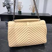 YSL LARGE COLLEGE BAG IN BEIGE MATELASSÉ LEATHE SILVER - 4