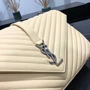 YSL LARGE COLLEGE BAG IN BEIGE MATELASSÉ LEATHE SILVER - 2