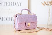 Chanel handle mini flap bag purple colorful 20cm - 4