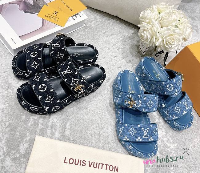 Louis Vuitton Flatforms denim blue/ black - 1