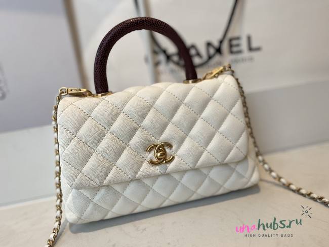 Chanel Coco flap bag white handle 24 cm - 1