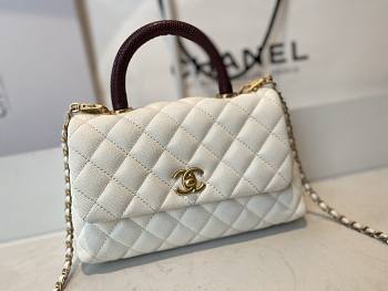 Chanel Coco flap bag white handle 24 cm