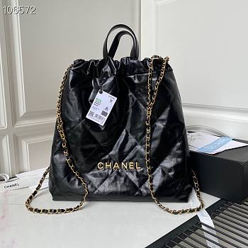 Chanel backpack black leather AS3133