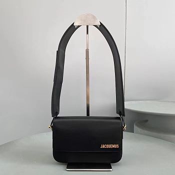 JACQUEMUS Le Carinu black leather shoulder bag