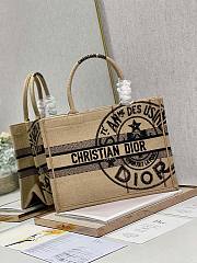 DIOR Book Tote Medium Beige Jute Canvas 36cm - 3