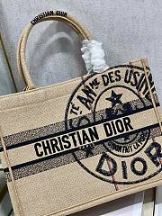 DIOR Book Tote Medium Beige Jute Canvas 36cm - 2