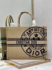 DIOR Book Tote Large Beige Jute Canvas 41cm - 2