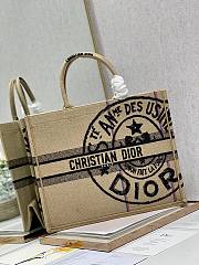 DIOR Book Tote Large Beige Jute Canvas 41cm - 5