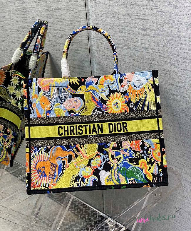 DIOR Book Tote Multicolor Zodiac Embroidery 41cm - 1