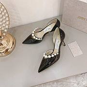 Jimmy Choo Patent Black Leather Pearl Aurelie 65 - 4