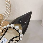 Jimmy Choo Patent Black Leather Pearl Aurelie 65 - 5