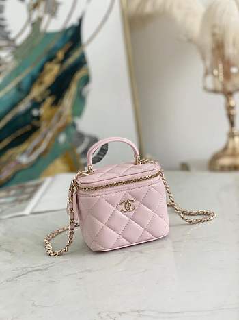 Chanel case pink handle leather bag