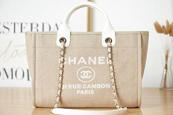 Chanel beige tote shopping bag 