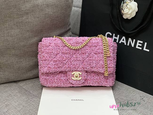 Chanel Tweed Pink Flap Bag  25cm - 1