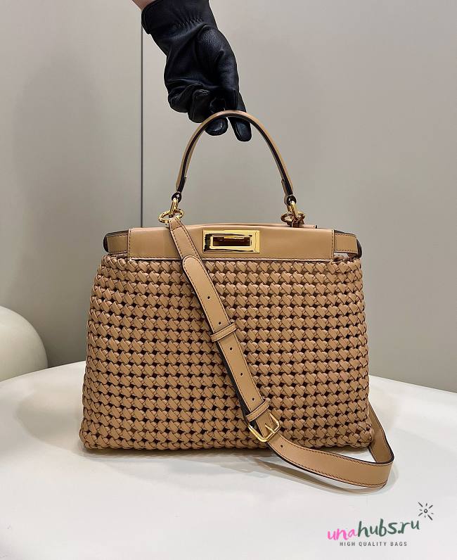 Peekaboo woven beige large bag - 1