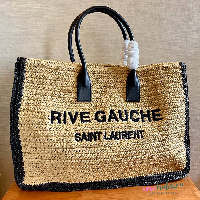 YSL raffia tote shopping bag - 1