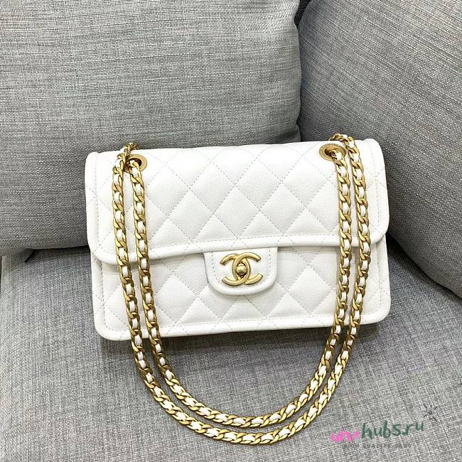 Chanel white leather flap bag - 1