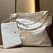 Chanel white leather tote shopping bag - 1