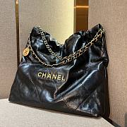 Chanel black leather tote shopping bag - 2