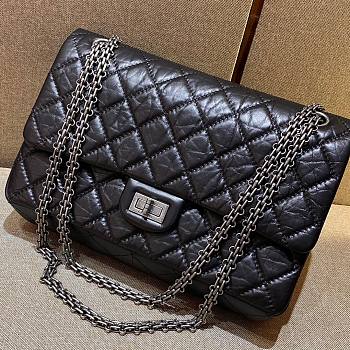 Chanel all black 2.55 medium size leather bag