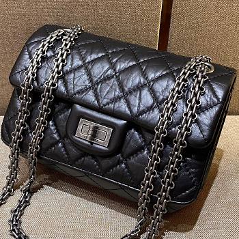 Chanel all black 2.55 small size leather bag