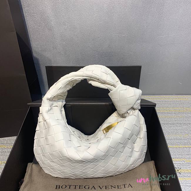 Bottega Veneta Mini Ladies Jodie Hobo White Woven Bag - 1