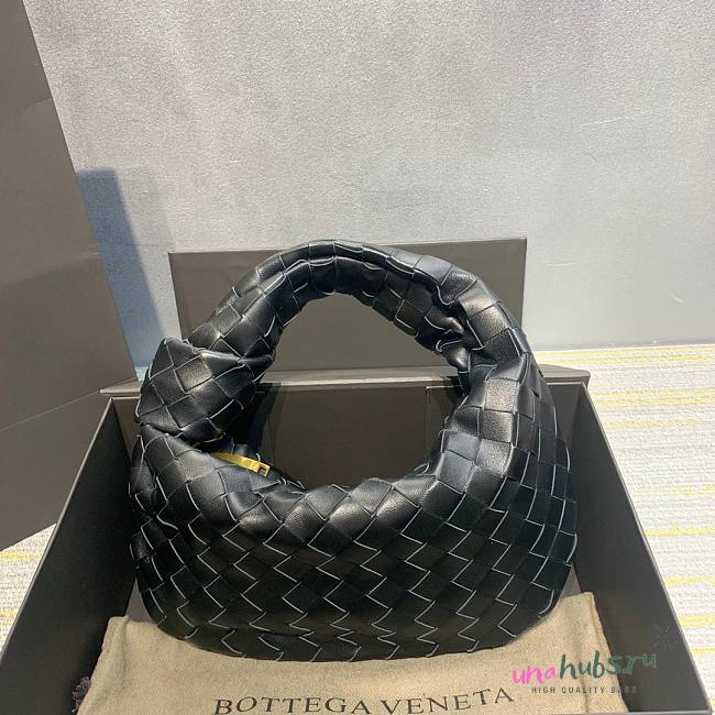 Bottega Veneta Mini Ladies Jodie Hobo Black Woven Bag - 1