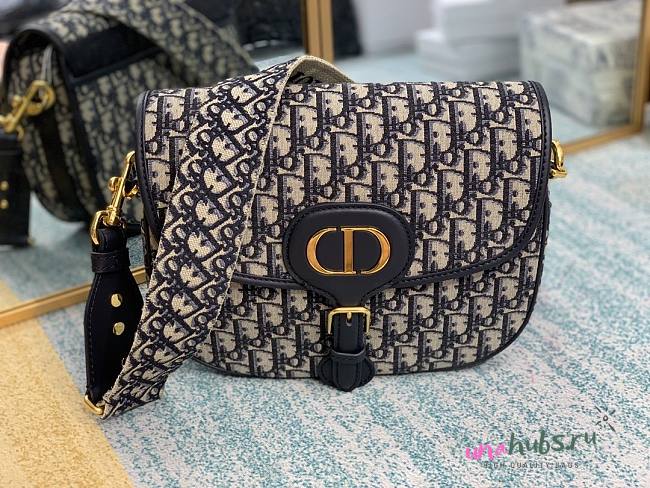 DIOR BOBBY Large Oblique Embroidered Strap Bag - 1