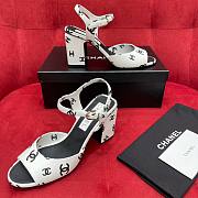 Chanel CC white black heels 8cm - 1