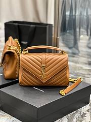 YSL College Brown Gold Hardware Medium Bag - 1