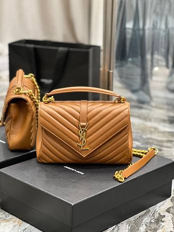 YSL College Brown Gold Hardware Medium Bag