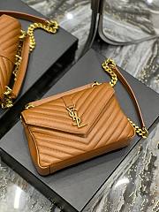 YSL College Brown Gold Hardware Medium Bag - 4