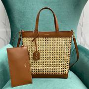 YSL Leather Ysl Woven Raffia Tote Bag - 1