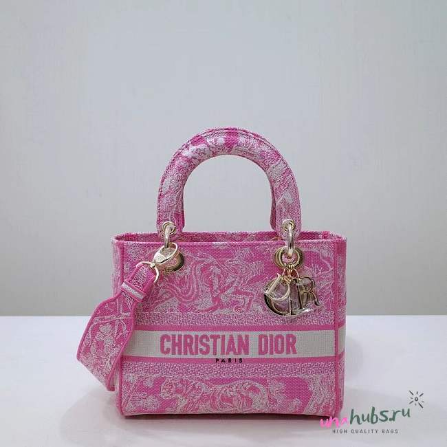 Dior lady D-Lite pink embroidered bag   - 1